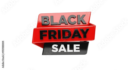 Black Friday Sale 3D Text on Red and Black Ribbons