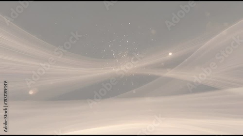 A surreal landscape of flowing, translucent ribbons in a dreamlike environment.