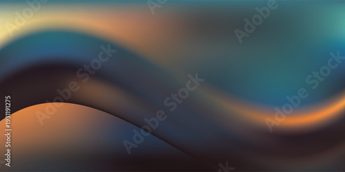 Grainy noisy abstract poster background dark blue orange yellow color wave black backdrop vibrant header banner design