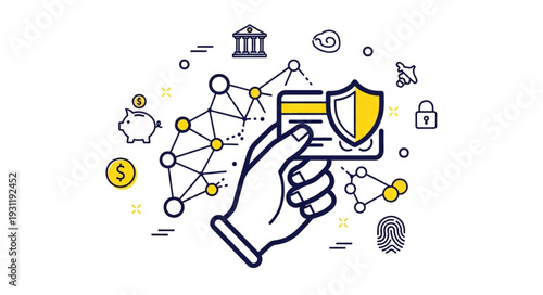 Secure Payment Transaction with Credit Card and Shield Icon.