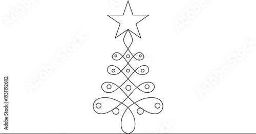 Christmas tree house with a star outline Christmas Ornaments outline   minimal linear vector thin line