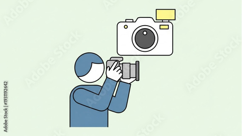 Person holding a camera taking a photo illustration.