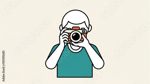 Person holding a vintage camera taking a photo.