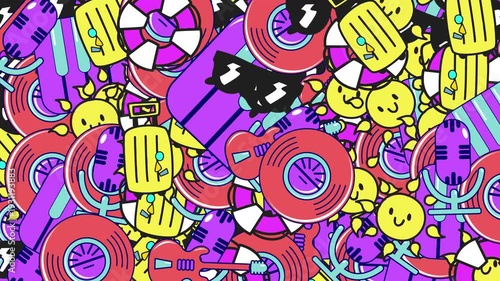 4K Colorful Animated Stickers Background Video | Vibrant Cute Sticker Collage Motion Graphics 4K | Playful Multicolor Sticker Animation Background | Fun Cartoon Sticker Elements Animated Backdrop 4K