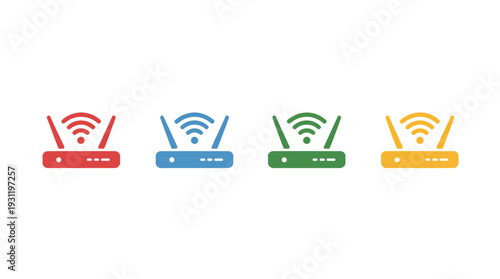 WiFi Zone Shopping Cart Icon Set for Online Store and E Commerce Business