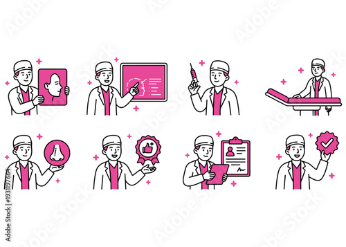 Plastic surgeon performing cosmetic procedures with medical tools