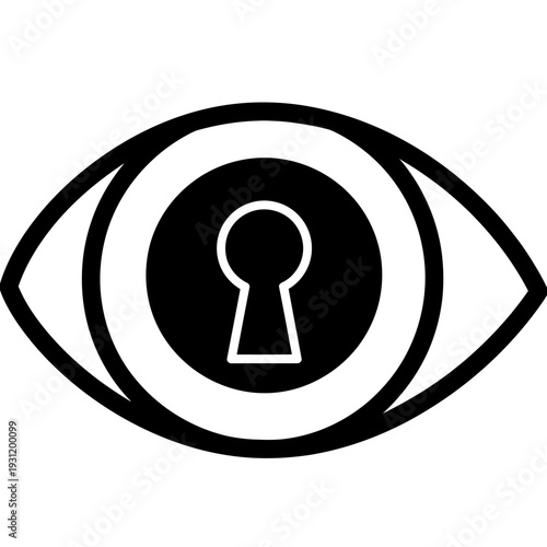 Eye with Keyhole Pupil Symbolizing Privacy, Security, Surveillance, and Vision