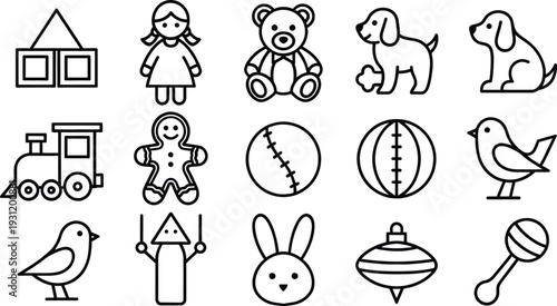 Set of 14 children's toy icons vector