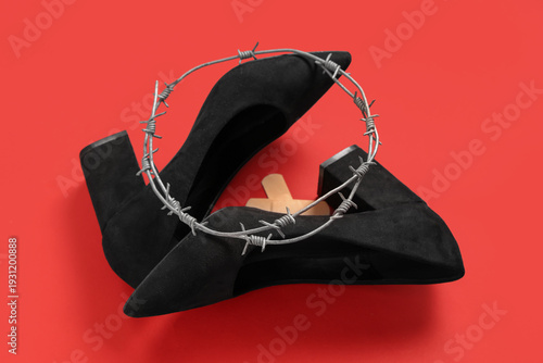 High-heeled shoes with plas...