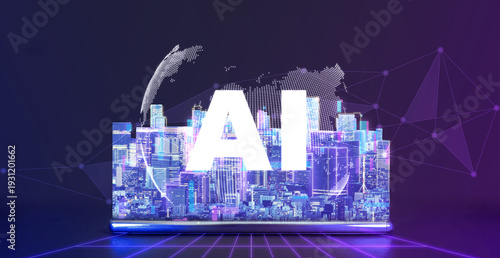 Futuristic hologram smart city digital technology for future data network