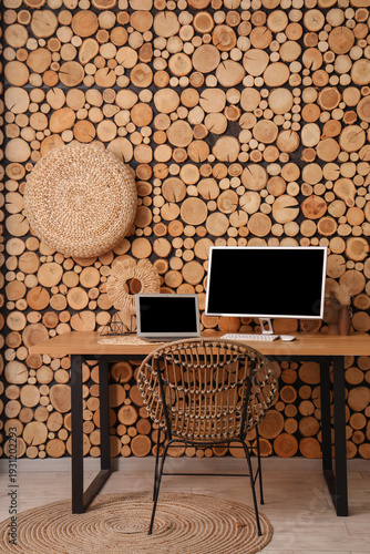 Stylish workplace with mode...