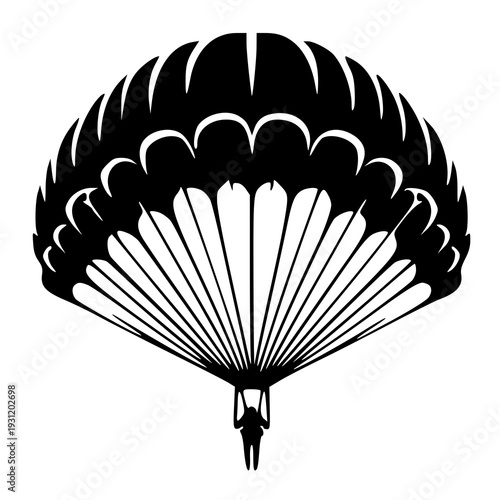 3d render of a black parachute , vector illustration of a parachute , silhouette of a parachute 