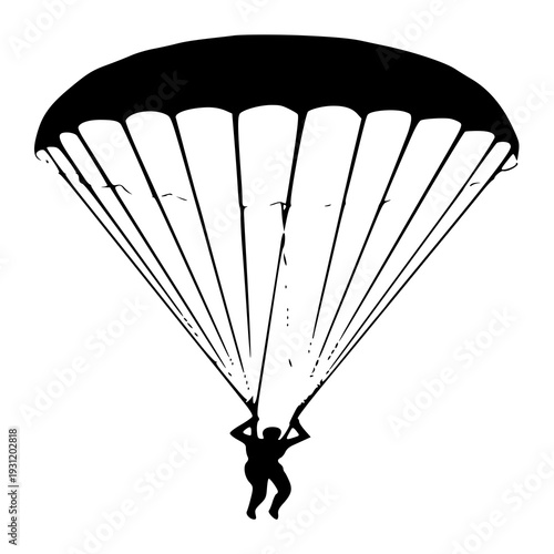 paraglider silhouette on black background , vector illustration of a paraglider , silhouette of a paraglider 