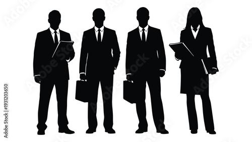 A group of business professionals standing together isolated on white background, Vector