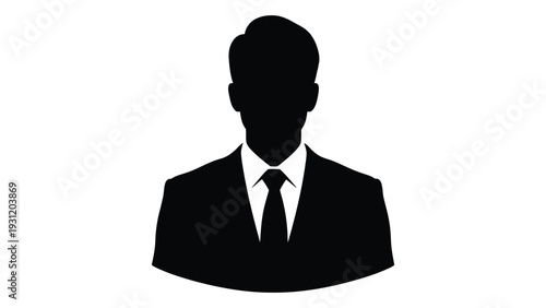 A black silhouette of a man in a business suit isolated on white background, Vector