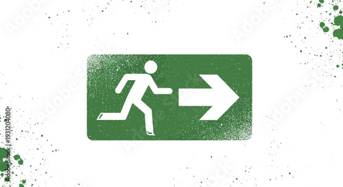 Green emergency exit sign with running figure and arrow