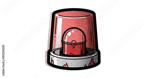 Red alarm light, warning signal, emergency beacon, alert symbol, hazard light.