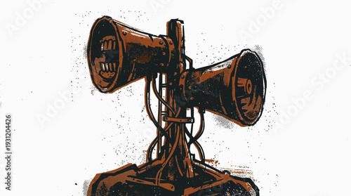 Siren Head illustration, horror character, creepy monster, dark art, graphic novel style