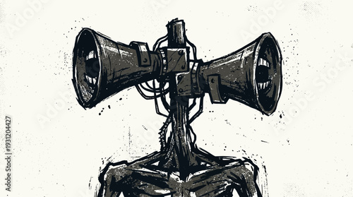 Siren Head Horror Character Illustration