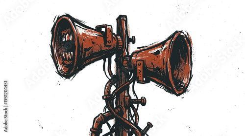 Spooky siren head, creepy monster, horror character, urban legend illustration