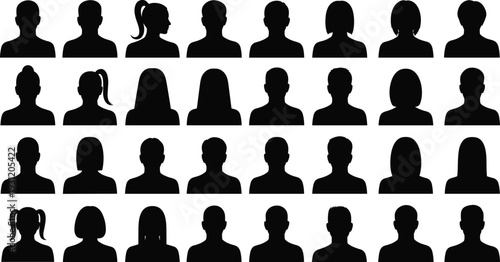 User Profile Avatar Silhouette Set Male and Female Default People Icons Collection Black Vector Illustration
