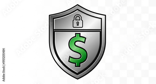 Silver Shield with Dollar Sign and Lock Symbol.