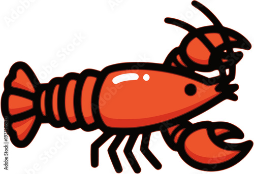 Baby Crayfish Vector Illustration, Cute Red Lobster Character Icon