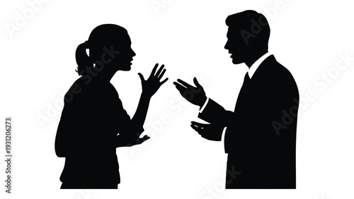 A man and woman are having a discussion isolated on white background, Vector