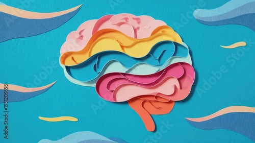 Dynamic brain collage background, great for digital displays, event promotions, storytelling, and creative backdrops. The paper texture adds movement and intellectual depth to design.