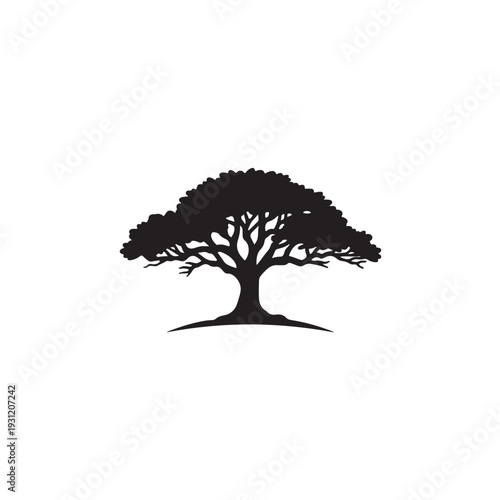 Arjun Tree Silhouette Vector Icon Isolated on White Background