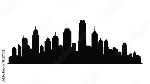 A black silhouette of a city skyline on a white background isolated on white background, Vector