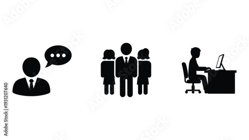 Business communication and teamwork concept isolated on white background, Vector