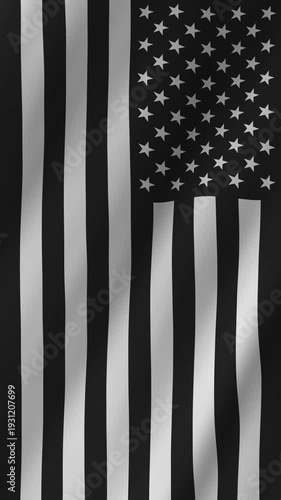 Vertical black and white USA Flag, Dark United States 4K Motion Graphics