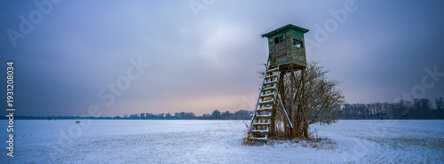 Wallpaper Mural ein Förster Ansitz auf einem verschneitem Feld Torontodigital.ca