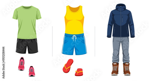 Vibrant athletic wear and casual outfits for active lifestyles
