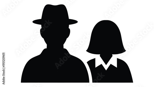 A man and woman in silhouette isolated on white background, Vector