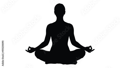 A person sitting in a meditative pose isolated on white background, Vector