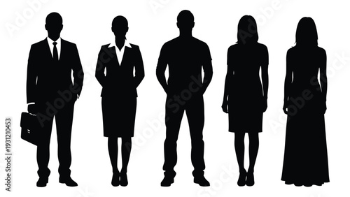 A group of business people standing in a line isolated on white background, Vector