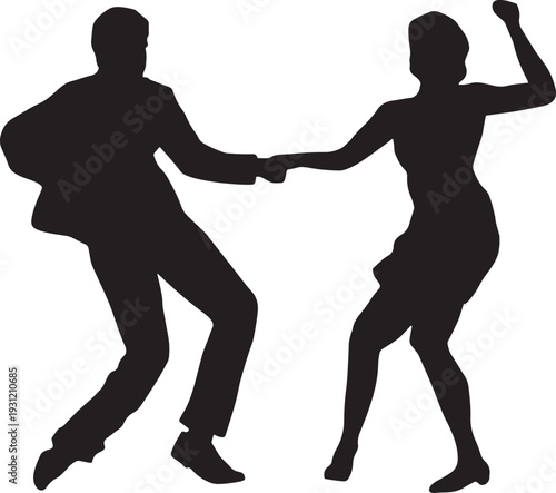 Silhouette of a man and woman dancing together in a passionate embrace