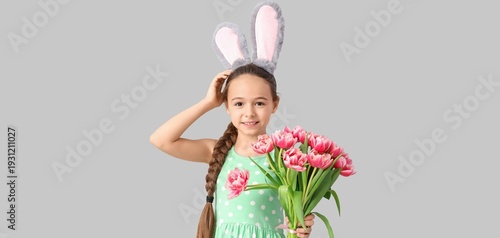 Cute little girl with bunny...