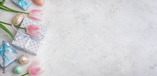 Painted Easter eggs, gift b...