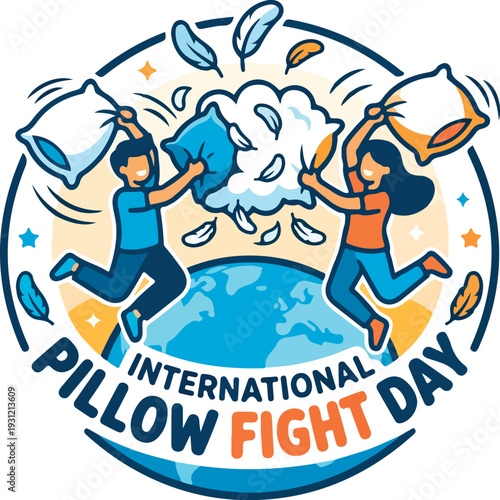 People celebrating International Pillow Fight Day with fun playful combat