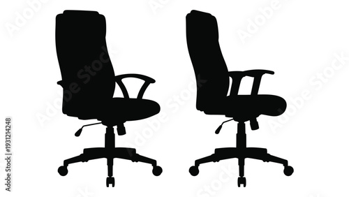 Two office chairs with armrests on a white background isolated on white background, Vector