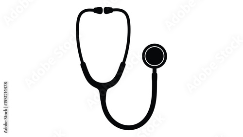 A stethoscope is shown on a white background isolated on white background, Vector