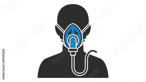 A person wearing oxygen mask isolated on white background, Vector
