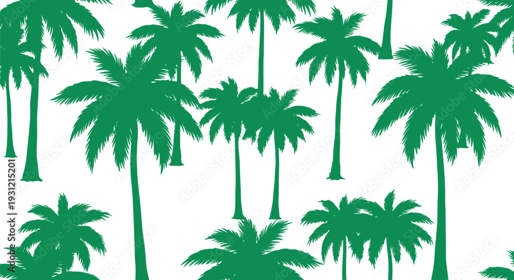 Fototapeta premium Tropical Palm Tree Vector Pattern Seamless Green Silhouette Background for Summer Design