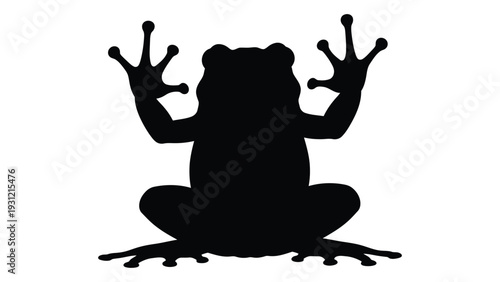 A black silhouette of a frog sitting in a meditative pose isolated on white background, Vector