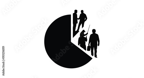 Diverse group of people representing a segment of a pie chart, symbolizing a share or portion.