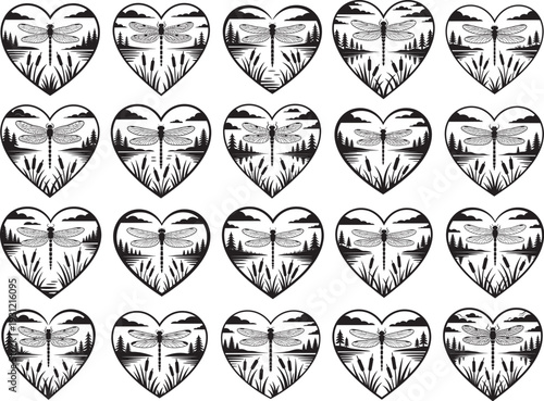 Dragonfly Heart Svg, Dragonfly Love Svg