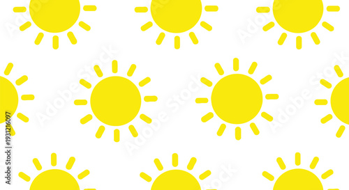 Seamless yellow sun vector pattern for summer backgrounds, kids decor, and cheerful designs